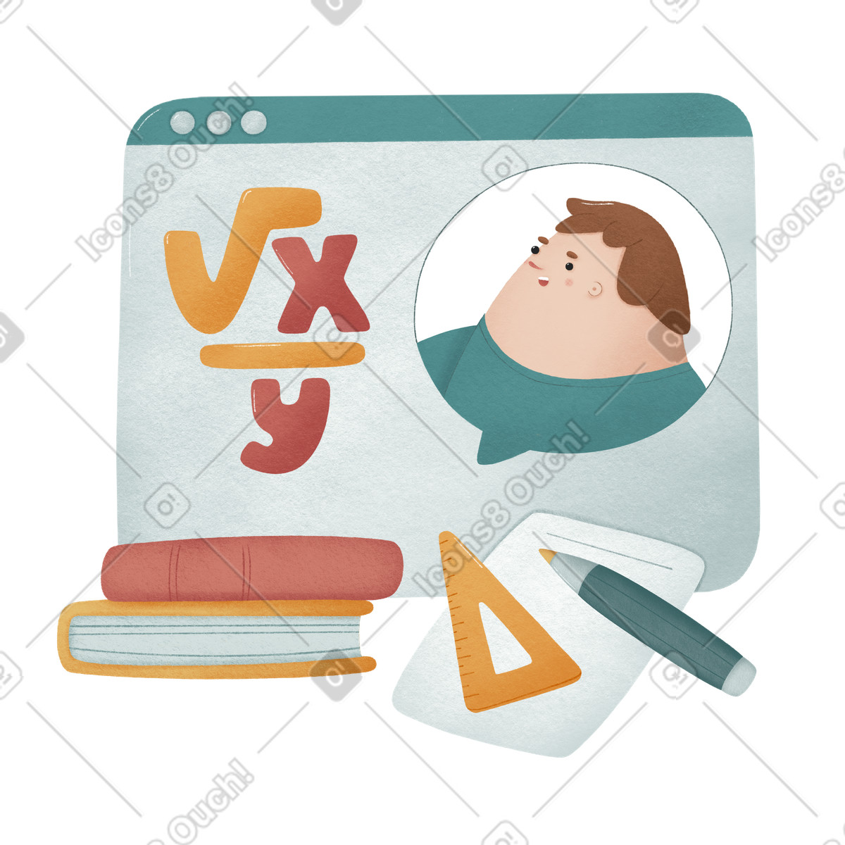 Illustration Cours de maths à distance dans le style Woolly télécharger aux formats PNG, SVG