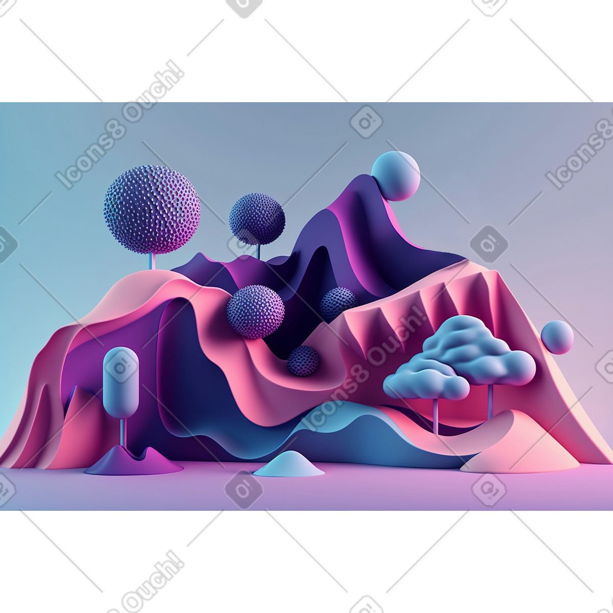 Fondo astratto della composizione del paesaggio 3d illustrazione in stile Experimental scarica in PNG, SVG