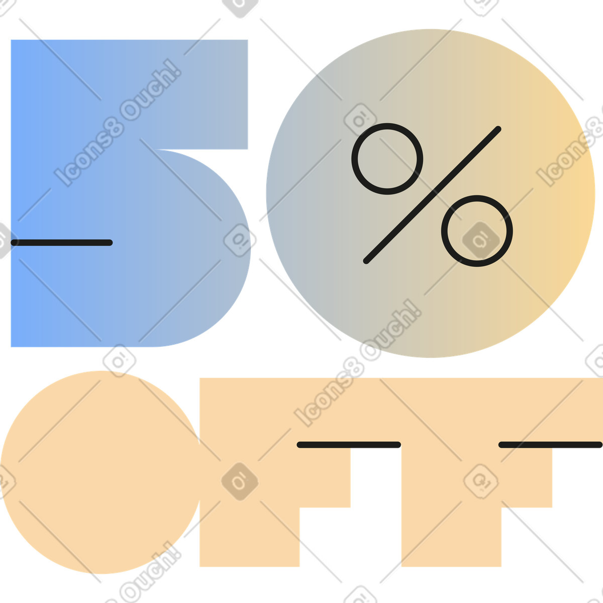下载 Marginalia 风格的 百分之五十 插画，支持 PNG、SVG 格式