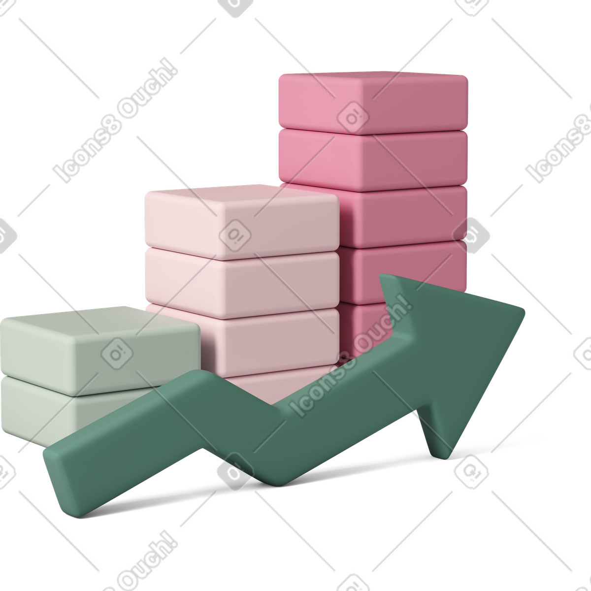 Ilustração de Business growth bar graph em no estilo 3D Casual life para baixar em PNG, SVG