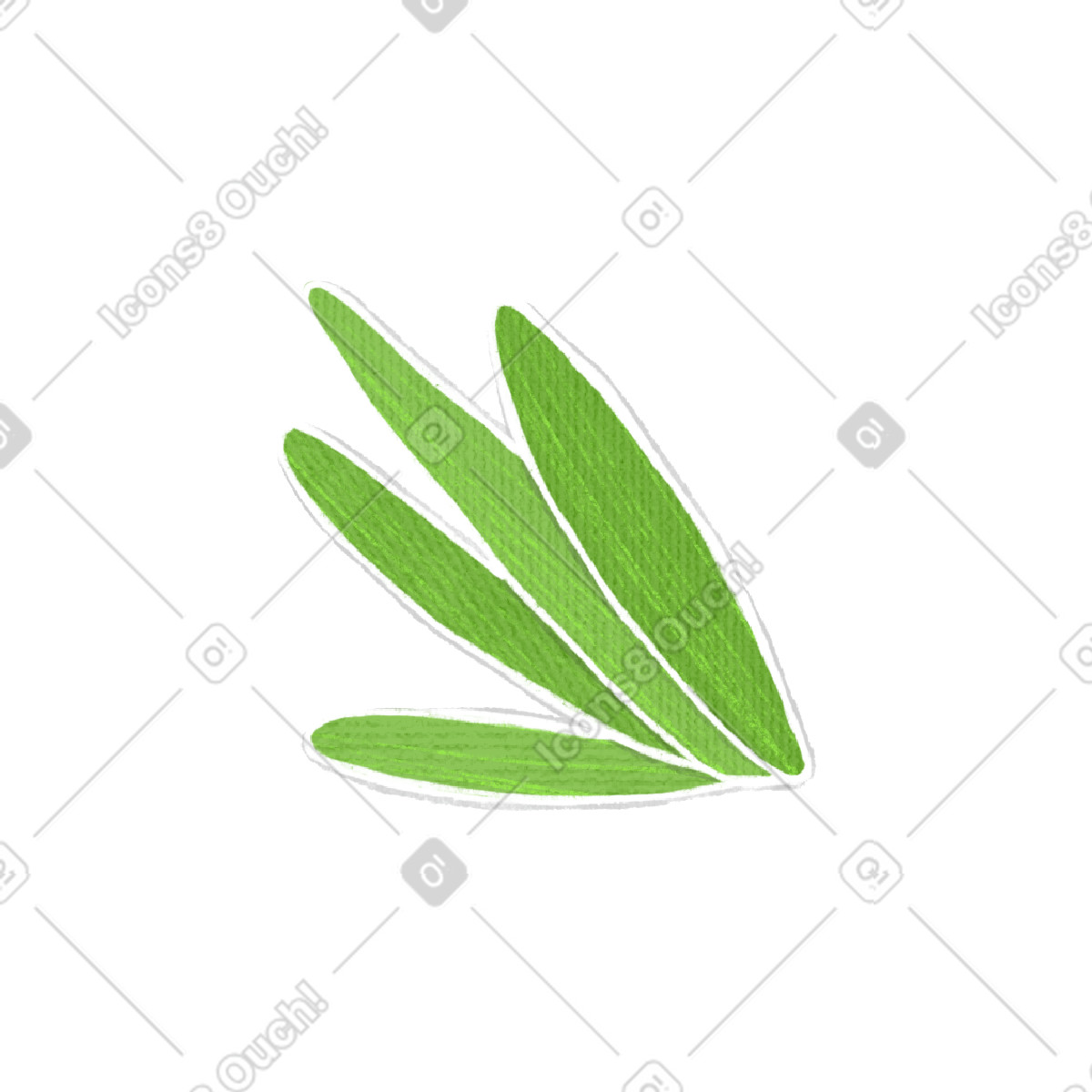 Green leaves in bunches-Illustration im Crafty-Stil als Download PNG, SVG