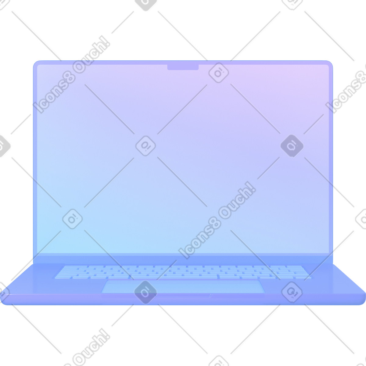 Ilustración Front view of glass laptop en estilo 3D Glassy a descargar en PNG y SVG