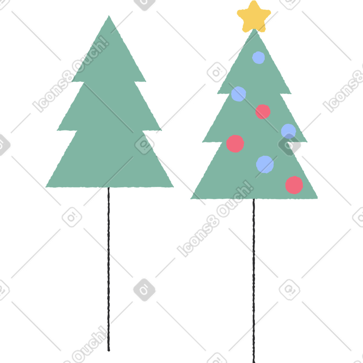 Christmas trees illustration in Pablo style download in PNG, SVG