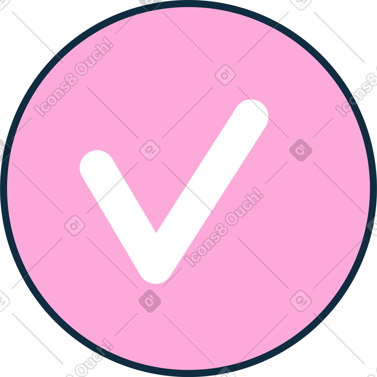 Illustration Check mark in the circle dans le style Bubble gum à télécharger aux formats PNG, SVG