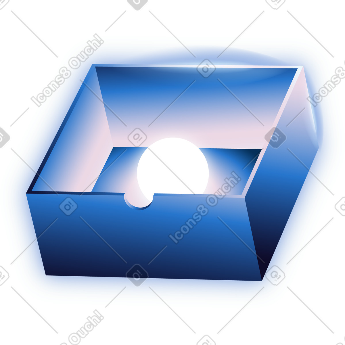 Box with glowing ball illustration in Dimension style download in PNG, SVG