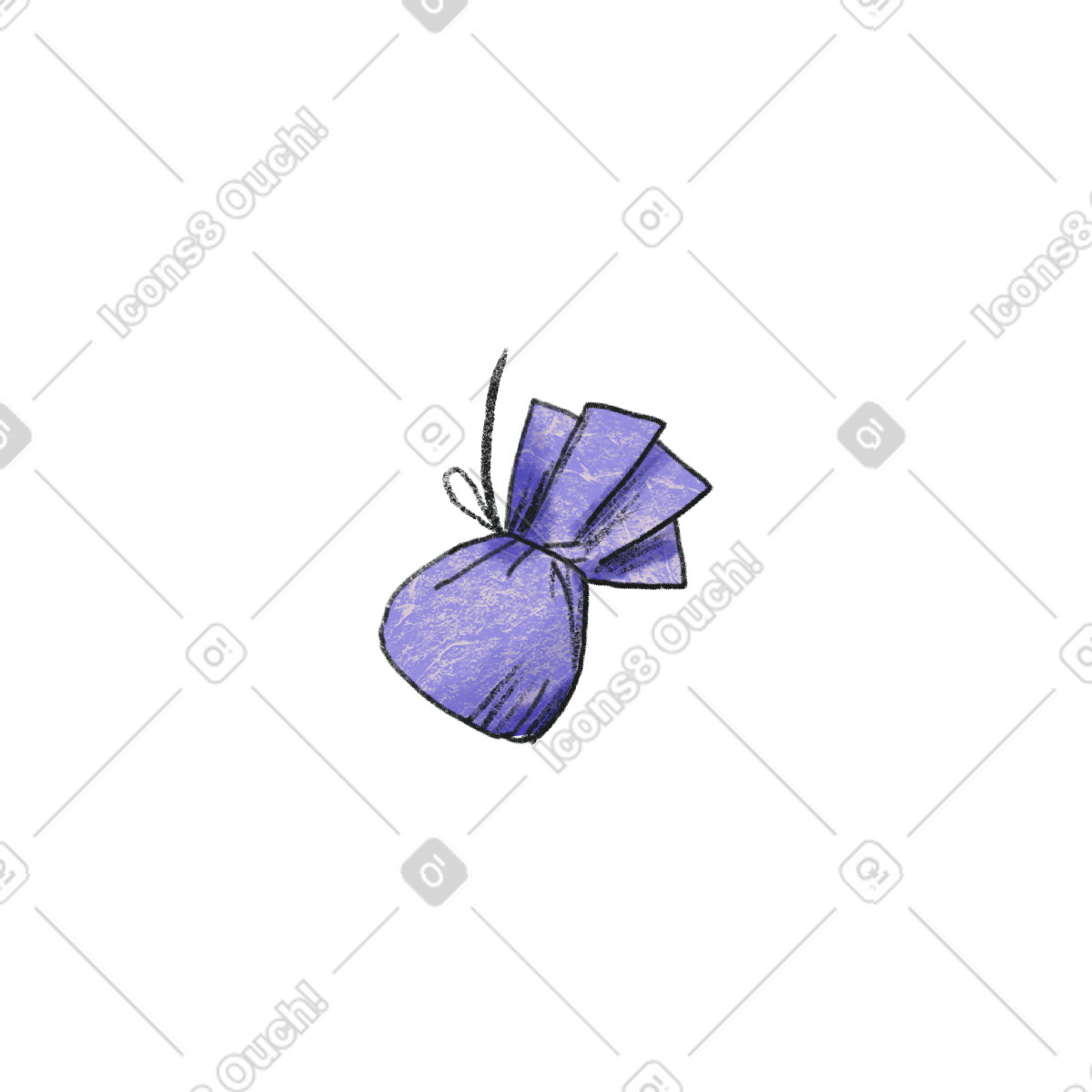 Chocolate candy in a purple wrapper-Illustration im Moments-Stil als Download PNG, SVG
