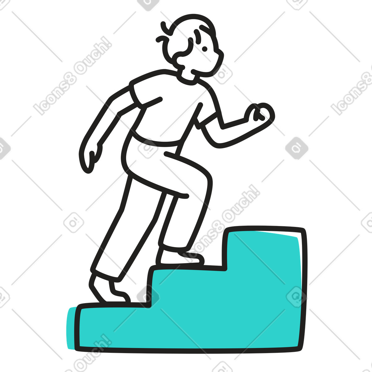 Giovane che sale in cima alle scale illustrazione stile Little scarica PNG, SVG