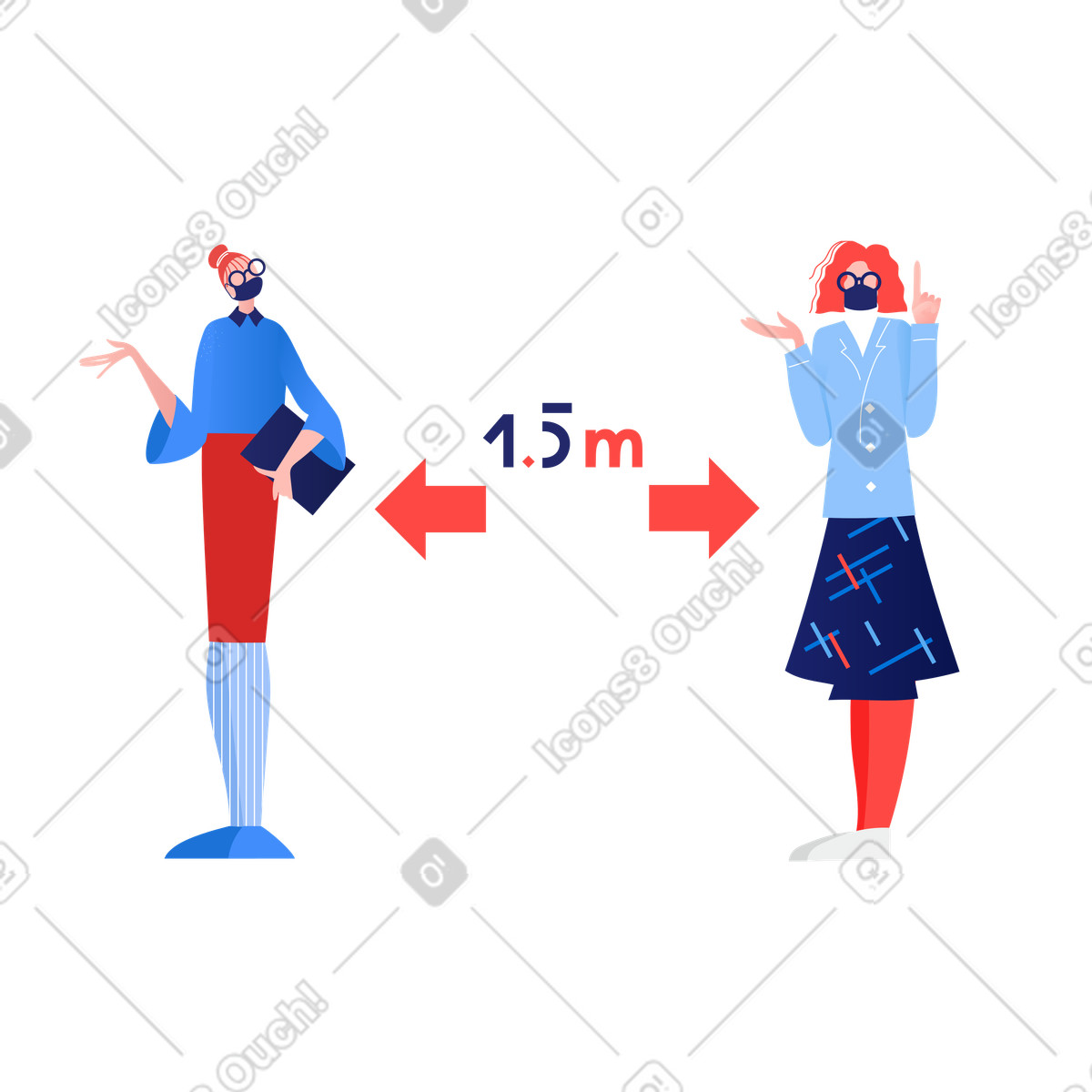 Keep distance sign. the 1,5 meter illustrazione in stile Clip scarica in PNG, SVG