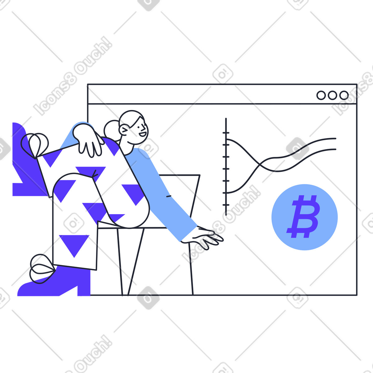 Wachstum von bitcoin-Illustration im Pablita-Stil als Download in PNG, SVG
