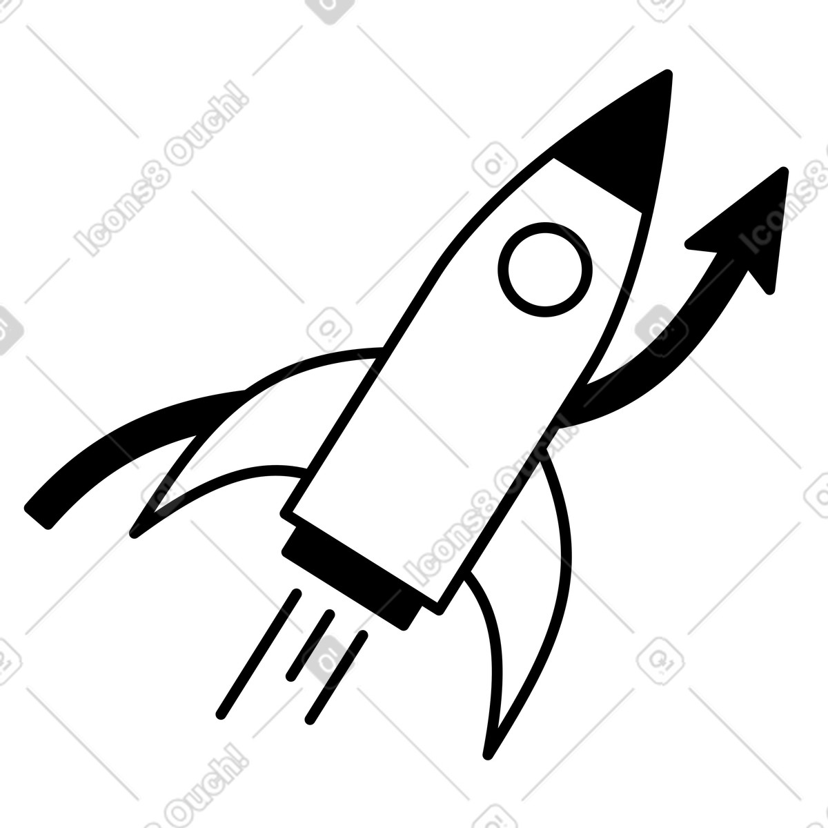 Ilustração de Startup rocket icon symbolizing business growth acceleration and ambitious goals em no estilo Notion Line Art para baixar em PNG, SVG