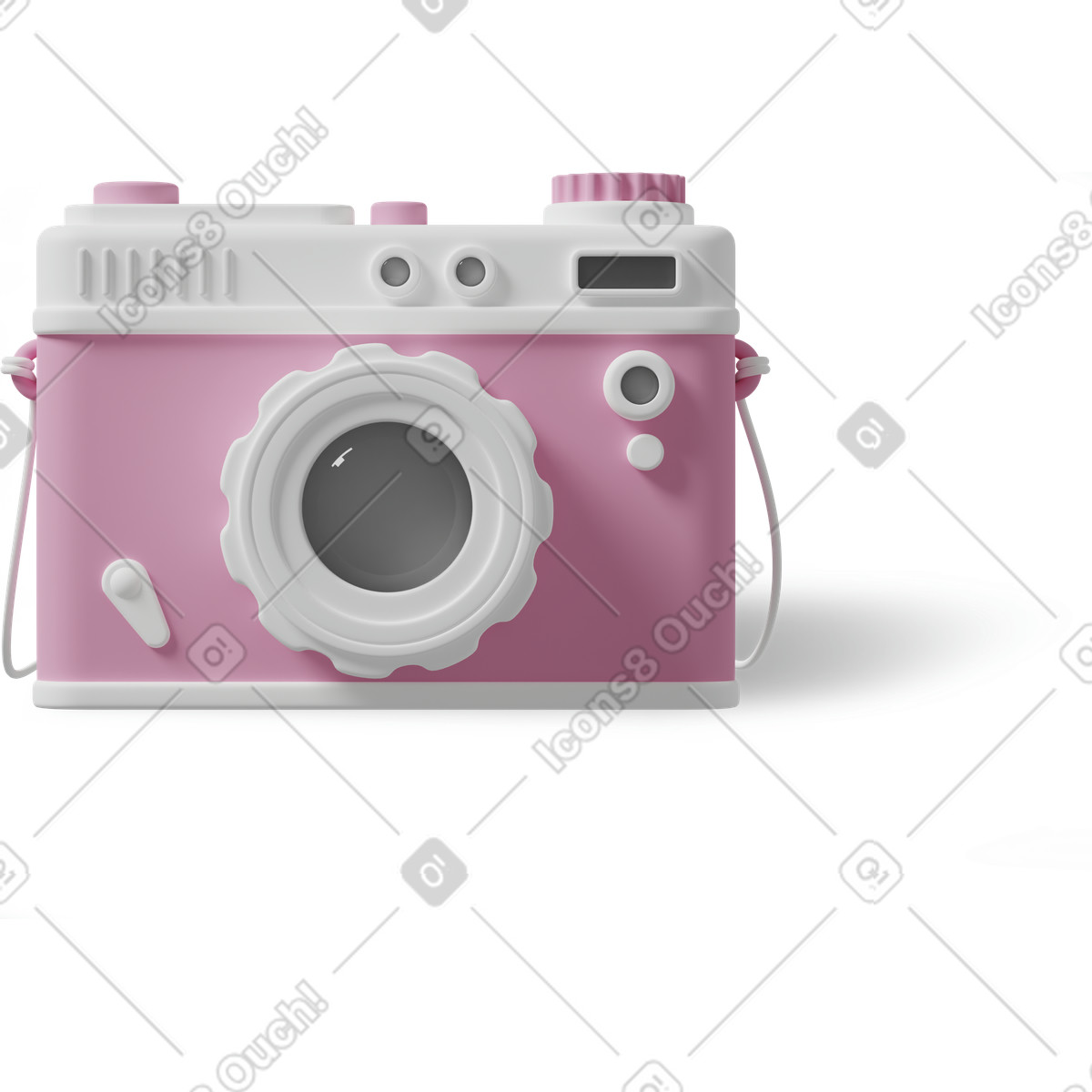 Front view of pink camera illustration in 3D Casual life style download in PNG, SVG