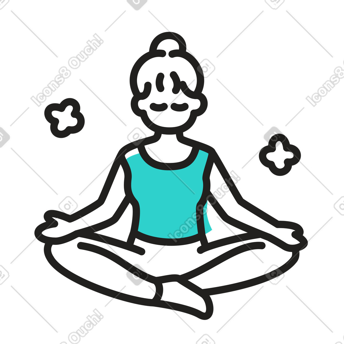 Illustration Meditating in lotus pose, Mindfulness and relaxation dans le style Little à télécharger aux formats PNG, SVG