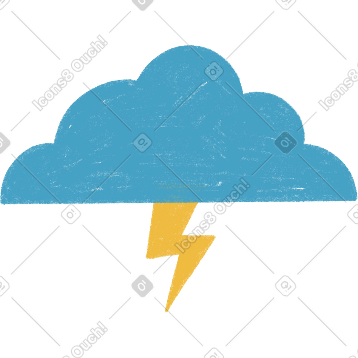 Tutti 스타일의 Cloud with lightning 일러스트레이션 PNG, SVG 다운로드