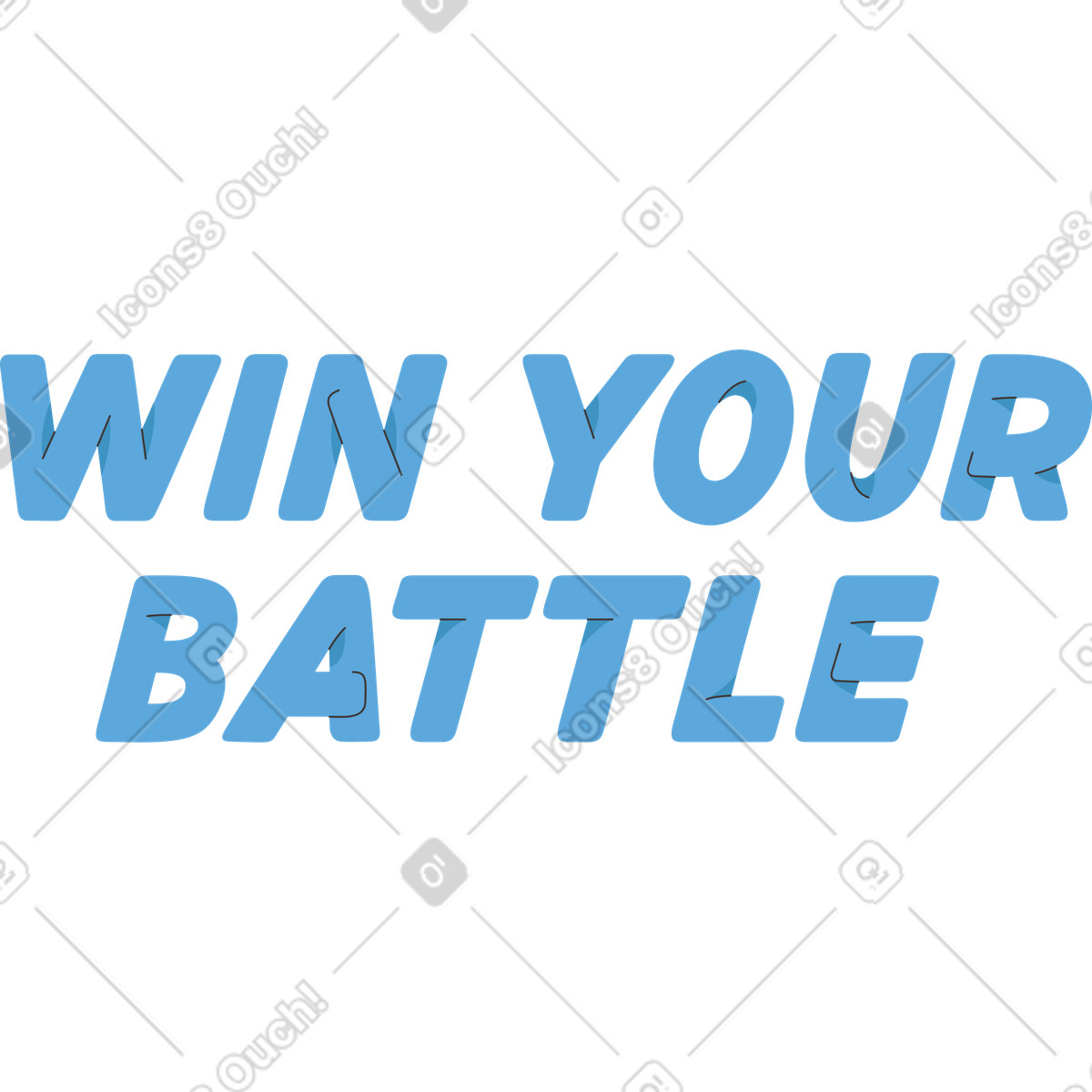 Illustration Lettering win your battle dans le style Dizzy à télécharger aux formats PNG, SVG