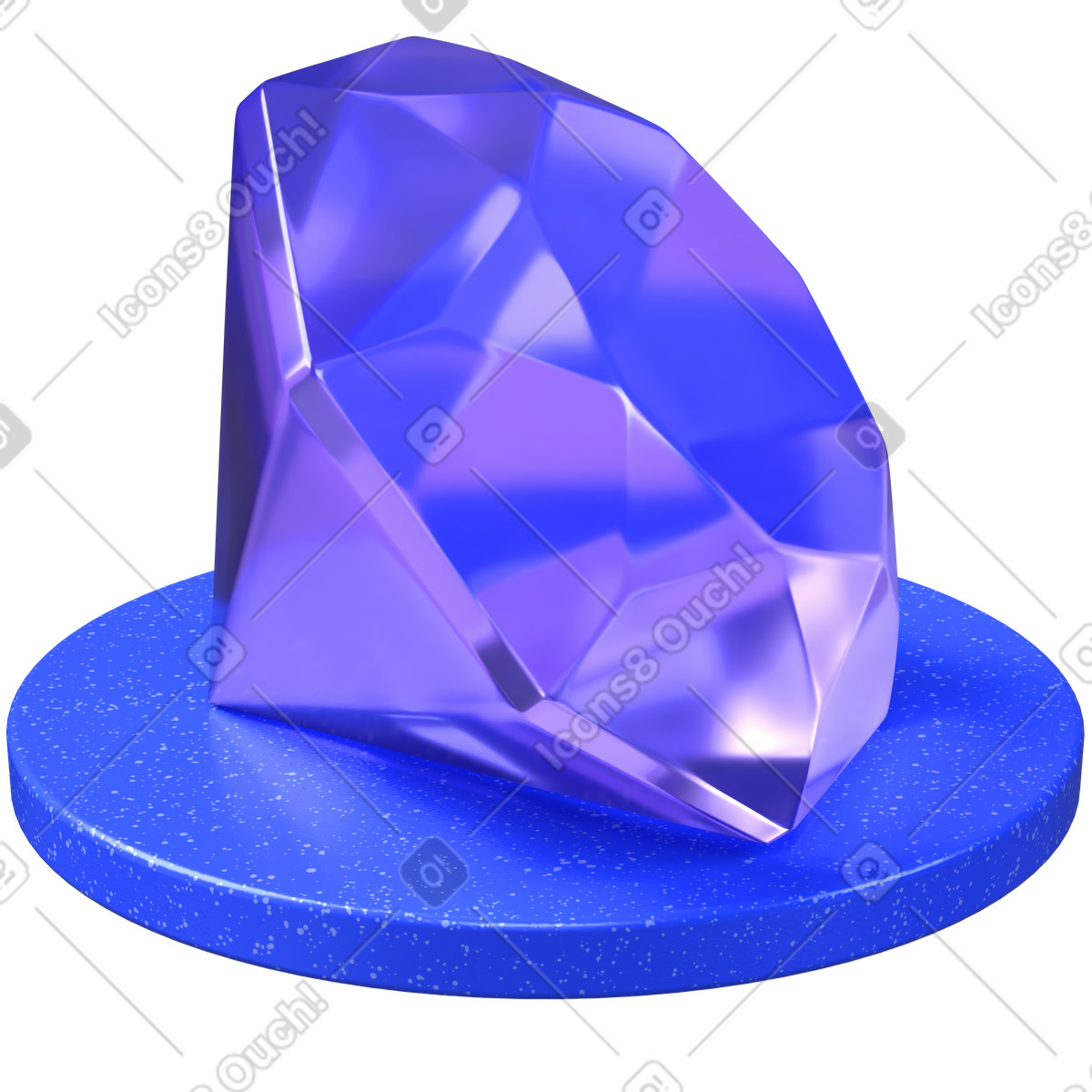 Crystal gem icon, Blue translucent diamond, Luxury digital asset illustration in PNG, SVG