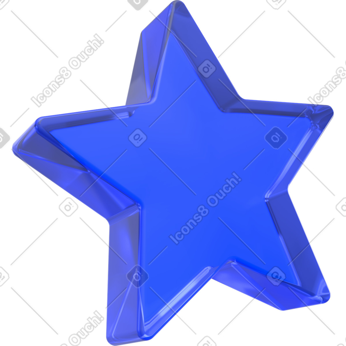 Star icon, blue transparent five pointed star, favorite and highlight graphic illustration in 3D Enterprise style download in PNG, SVG