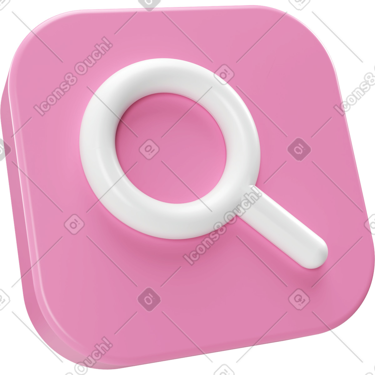 Magnifying glass icon on plastic plate-Illustration im 3D Corporate-Stil als Download in PNG, SVG