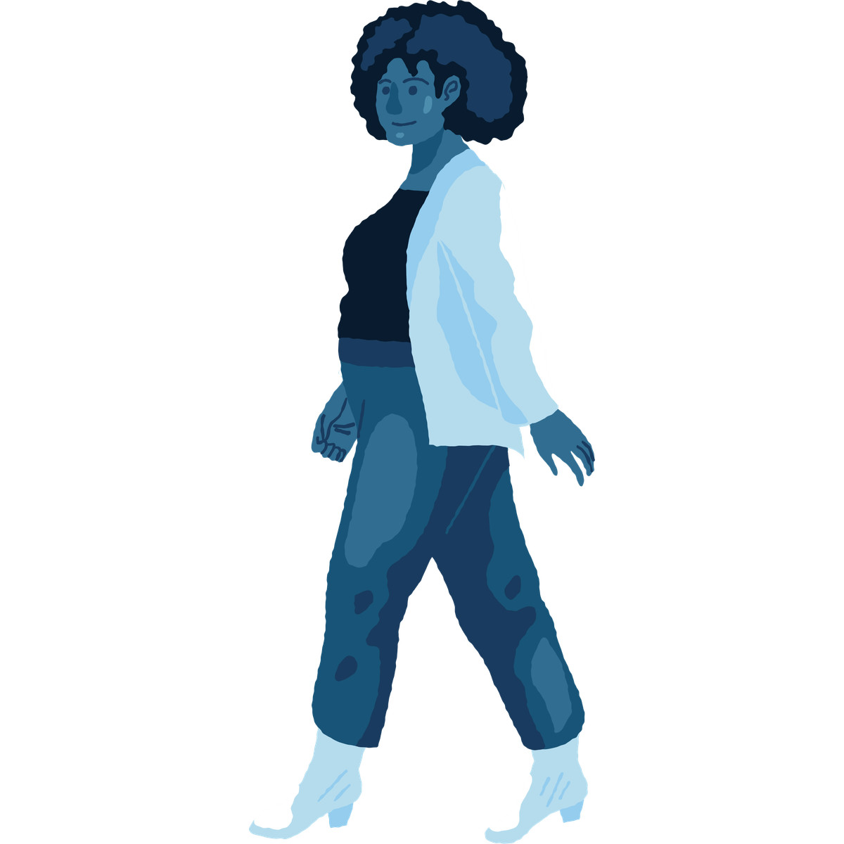 Curvy woman walking illustration in Cherry style download in PNG, SVG