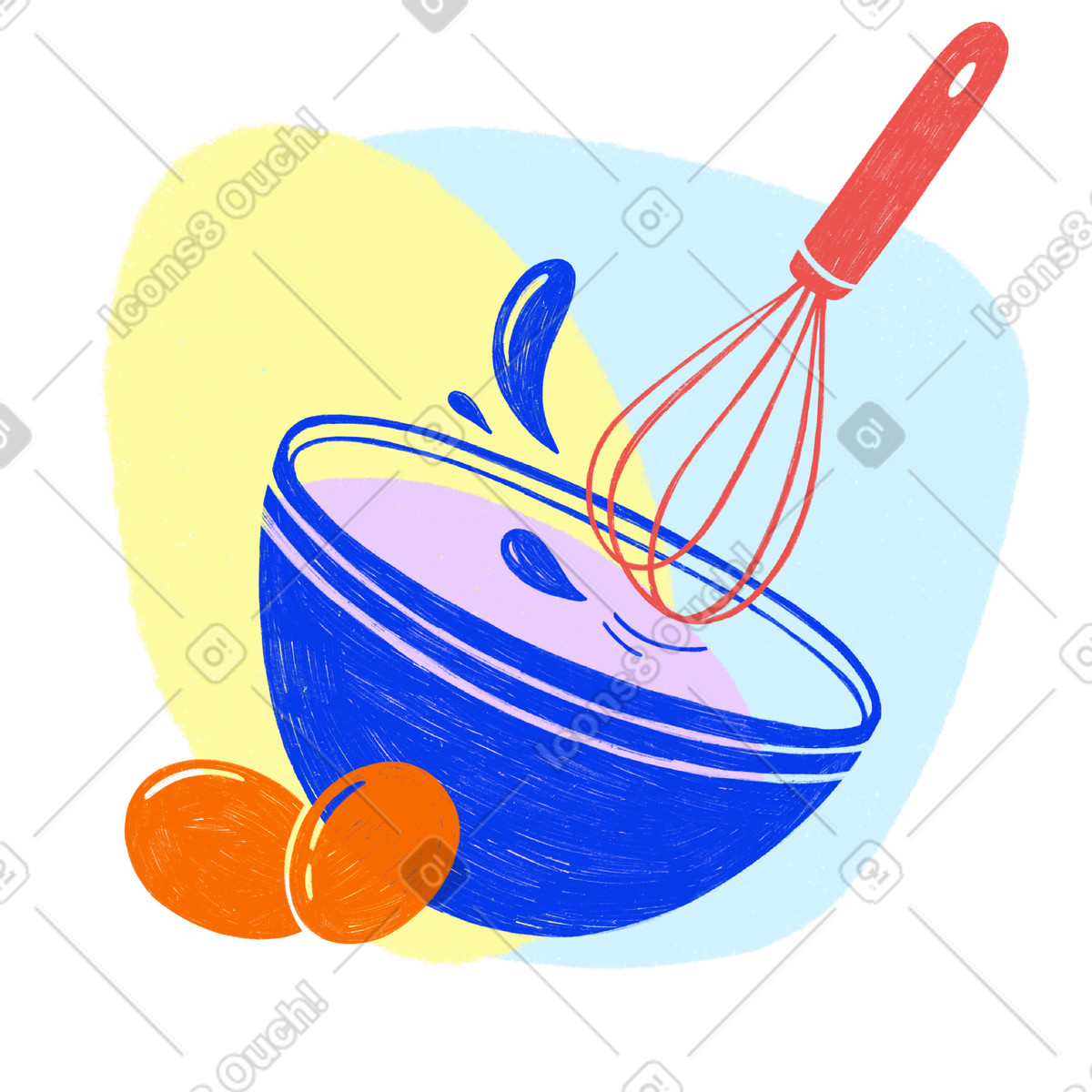 下载 Biro 风格的 Cooking with a whisk for baking mix 插画，支持 PNG、SVG 格式