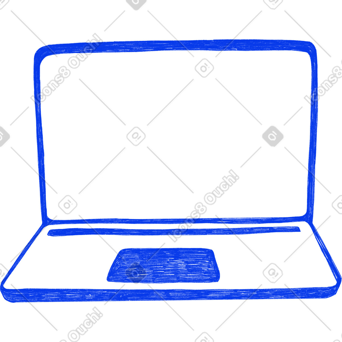 Simple blue computer-Illustration im Biro-Stil als Download in PNG, SVG