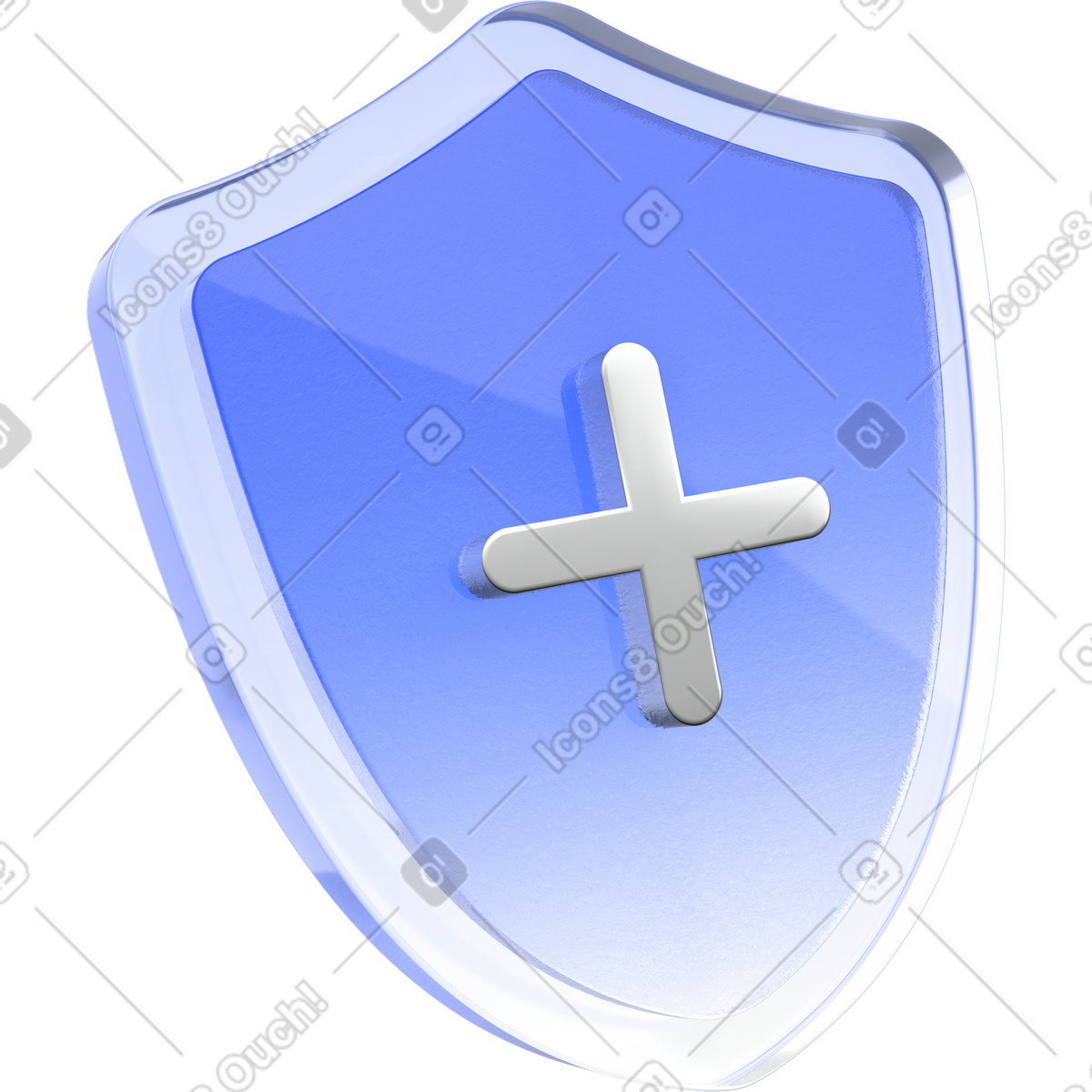 3D health insurance shield, blue medical protection symbol, healthcare security icon illustration in Enterprise style download in PNG, SVG