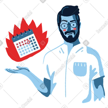 Annoyed man reminding about the deadline PNG, SVG