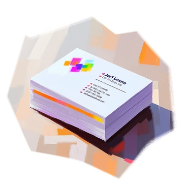 A neatly arranged stack of business cards displayed on a wooden surface. Each card features the company's branding prominently at the top, with a logo in vibrant colors. Below the logo, clear and bold typography presents the contact information, including a name, position, phone number, email, and website. The cards are slightly fanned out to showcase various angles, revealing the glossy finish and high-quality print. Soft natural light illuminates the cards, highlighting their details and textures.