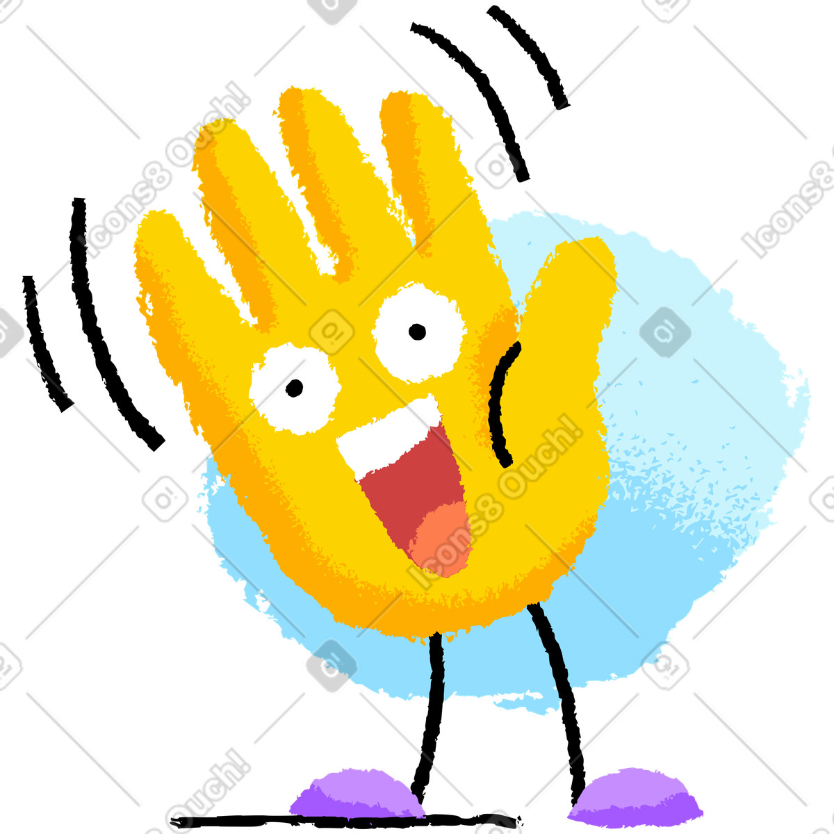 Hand character is waving illustration in PNG, SVG
