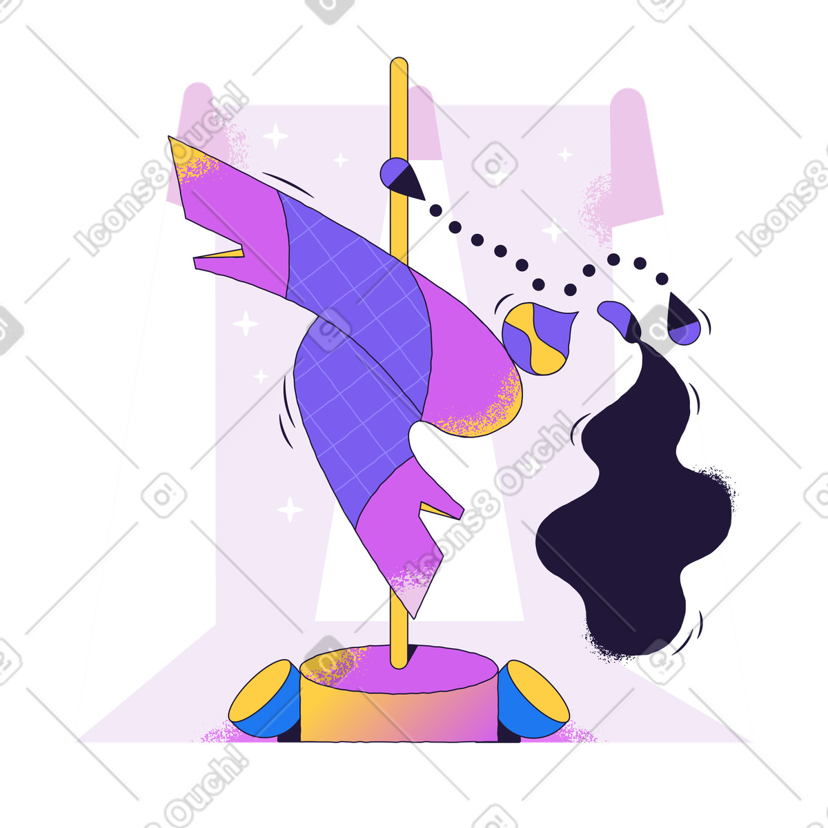Ilustração de Mulher dançando em um poste no estilo Conifer para baixar PNG, SVG