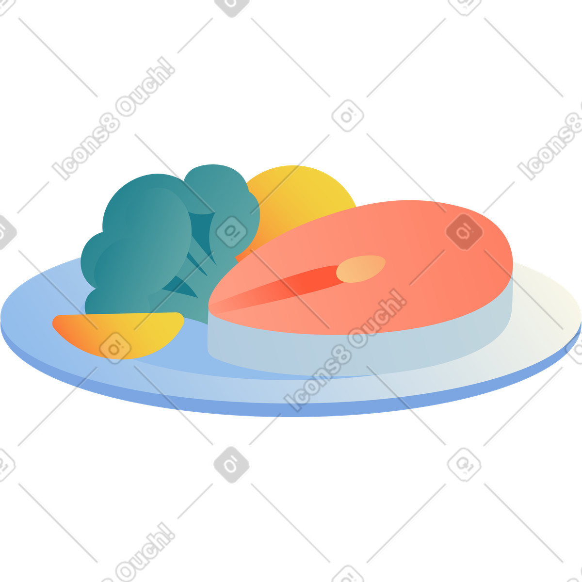 Plate of healthy food illustration in Beam style download in PNG, SVG