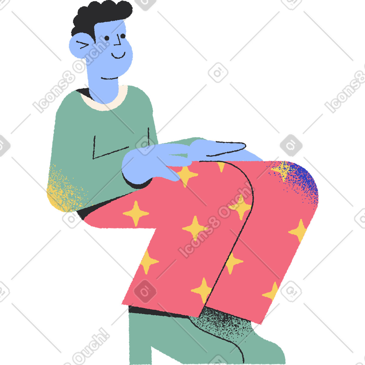 Ilustração de Homem sentado em no estilo Pablo para baixar em PNG, SVG