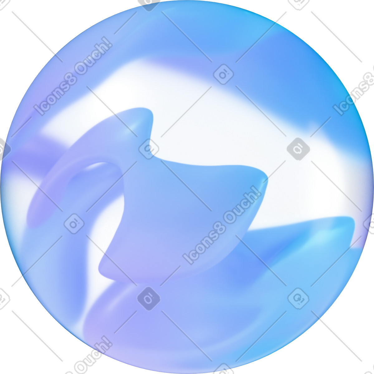 Ilustración Abstract gradient blue sphere en estilo 3D Glassy a descargar en PNG y SVG
