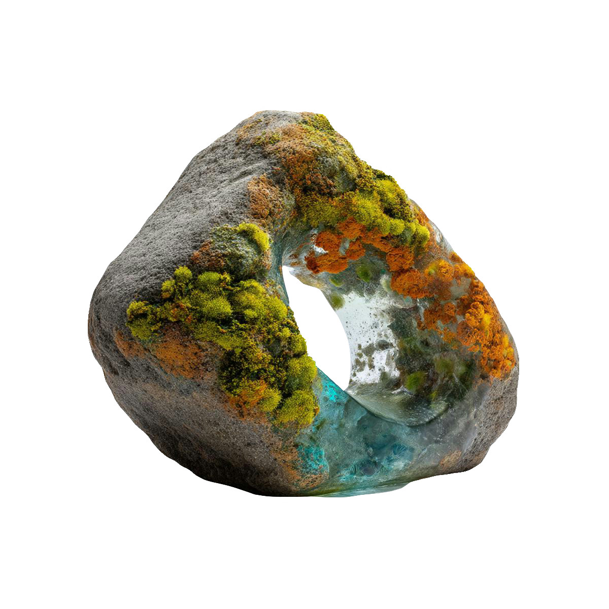 Biomorphic moss stone ring illustration in style download in PNG, SVG