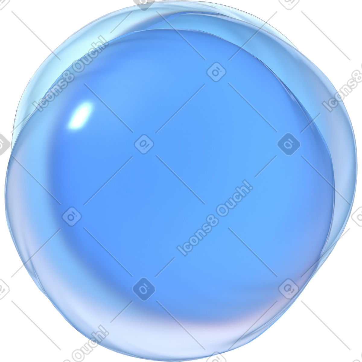 Illustration Bubble transparent blue soap isolated on dark background dans le style 3D Glassy à télécharger aux formats PNG, SVG