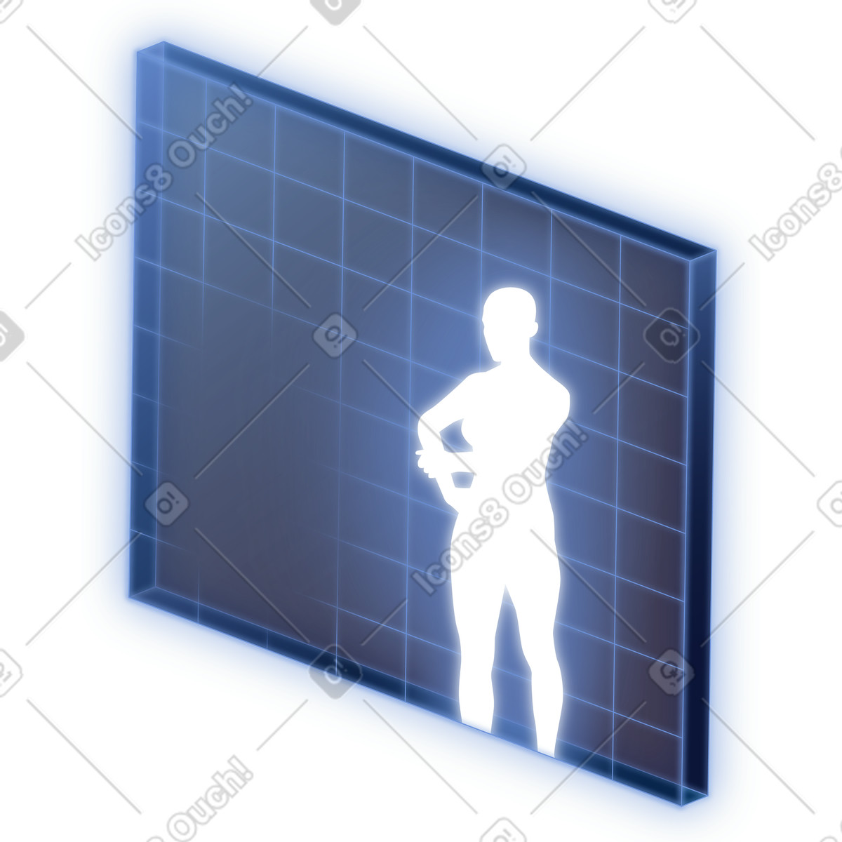 Panel with glowing human silhouette illustration in Dimension style download in PNG, SVG