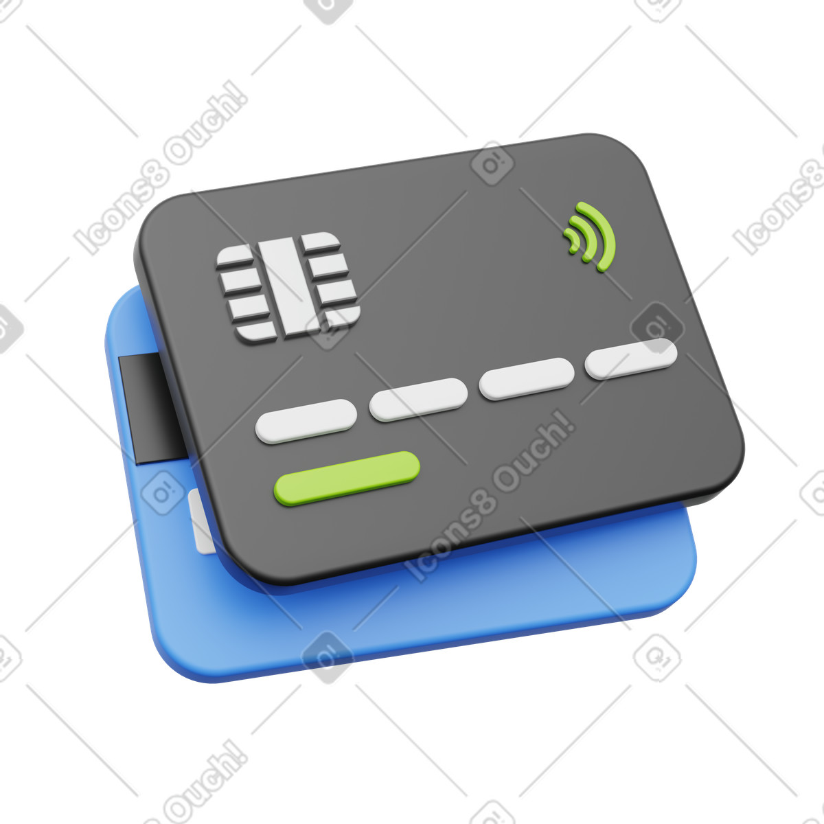 Bank cards, contactless payment, digital transaction illustration in PNG, SVG