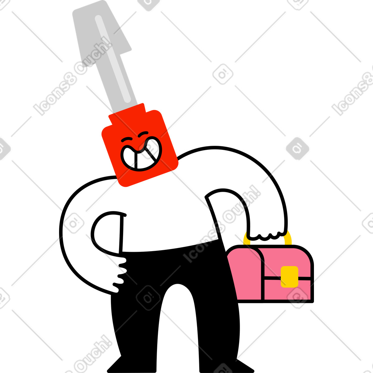 Personaggio con la testa di un cacciavite illustrazione in stile Giggle scarica in PNG, SVG