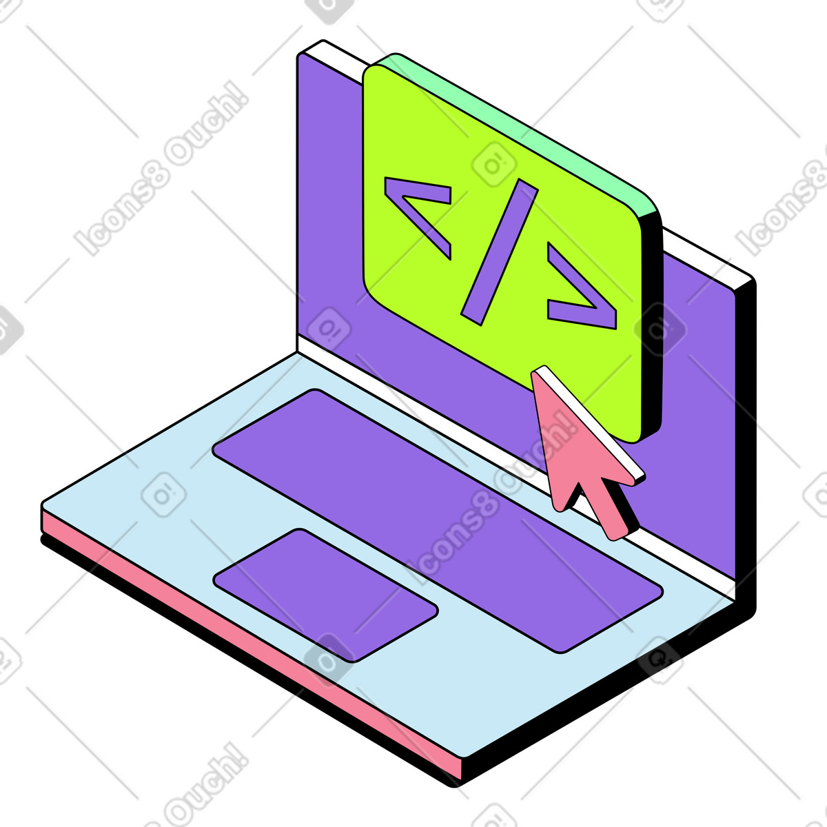 Programming code on laptop illustration in PNG, SVG