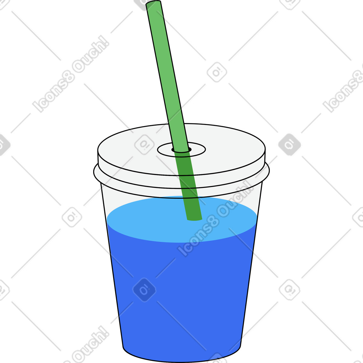 Disposable cold drink cup illustration in Kindy style download in PNG, SVG