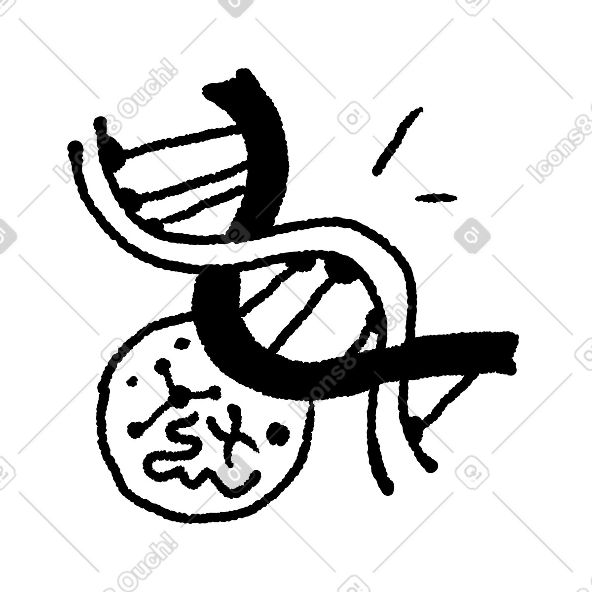 Biology DNA double helix above cell membrane and cytoplasm illustrazione in stile Black Chalk scarica in PNG, SVG