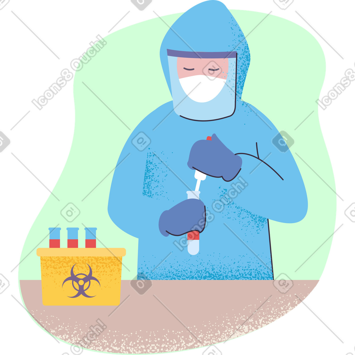 Man working in laboratory illustration Pale style download PNG, SVG