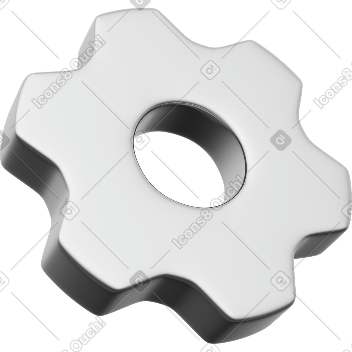 Ilustración Gear symbol for settings menu and system configuration options interface en estilo 3D Playful a descargar en PNG y SVG