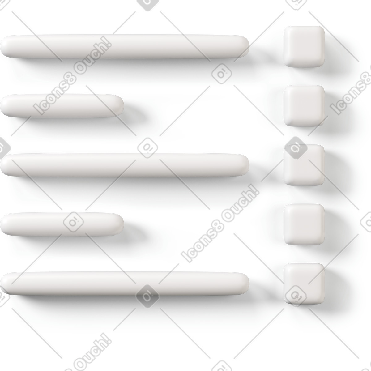 Checkliste mit quadratischen elementen-Illustration im 3D Buddy-Stil als Download in PNG, SVG