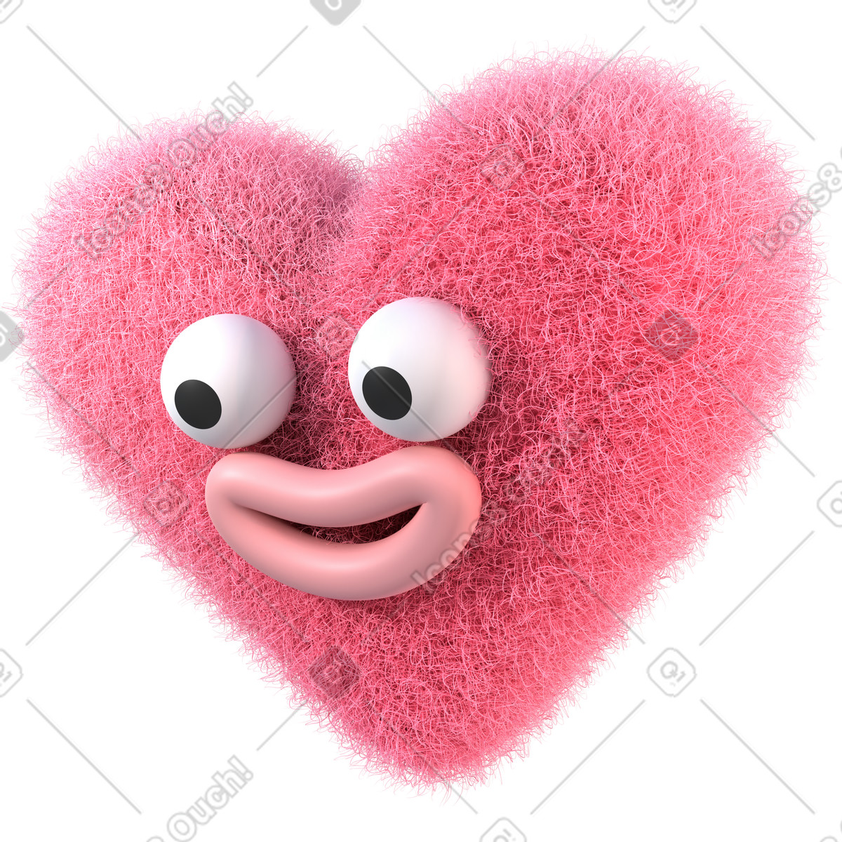 Ilustração de Coração rosa difuso com uma cara feliz em PNG e SVG
