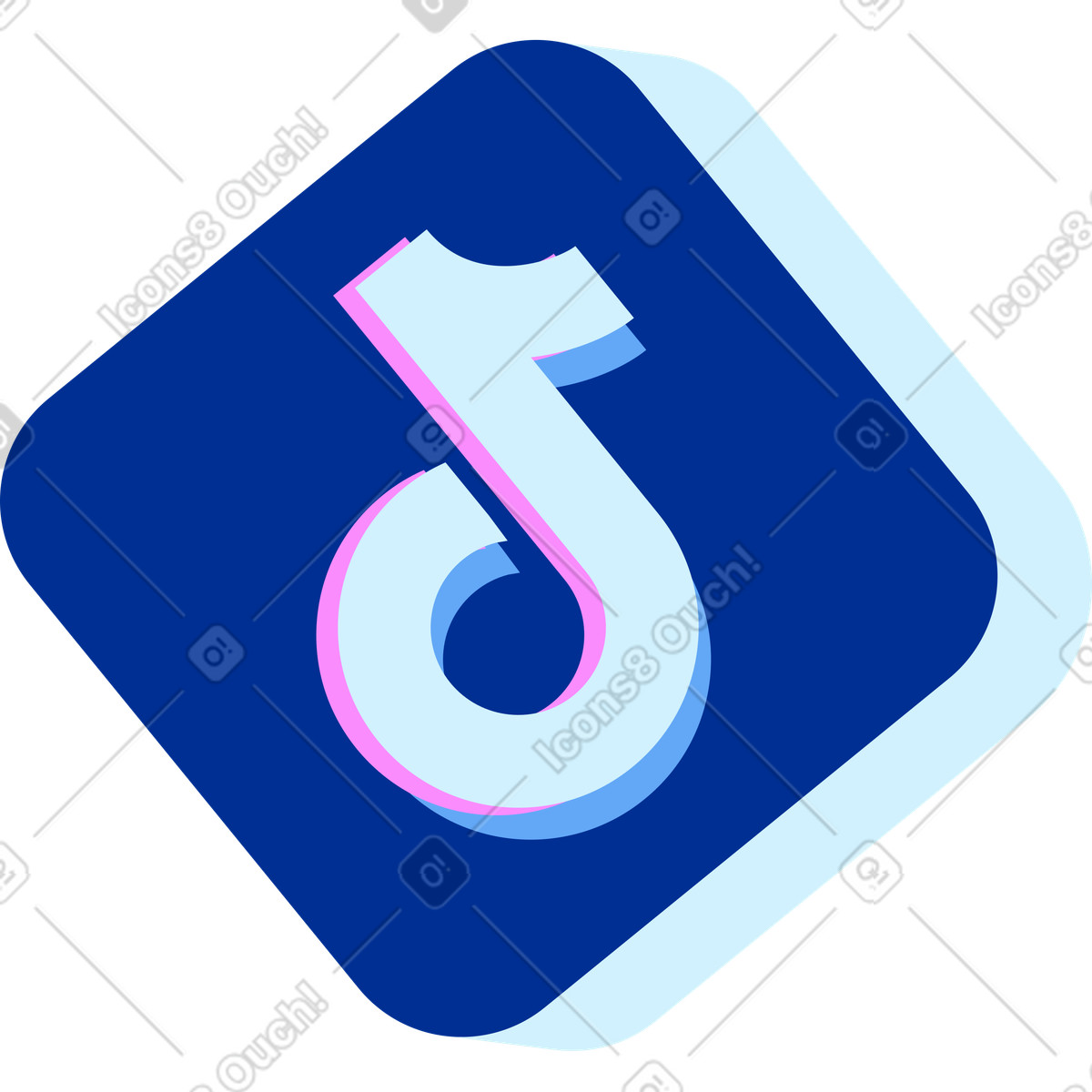 下载 Glossy 风格的 Tiktok dark blue button 插画，支持 PNG、SVG 格式