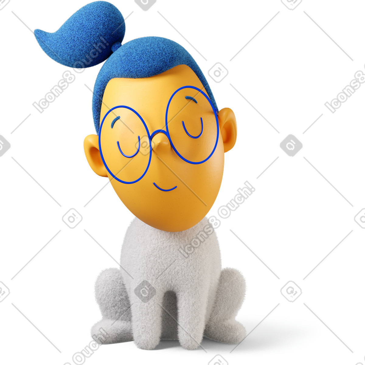 Ragazza seduta che sembra soddisfatta illustrazione in stile 3D Buddy scarica in PNG, SVG