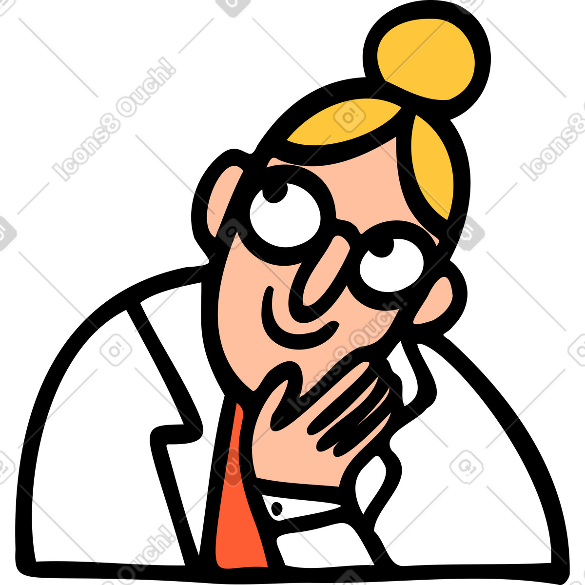 Scientist looking up illustration in Comic style download in PNG, SVG