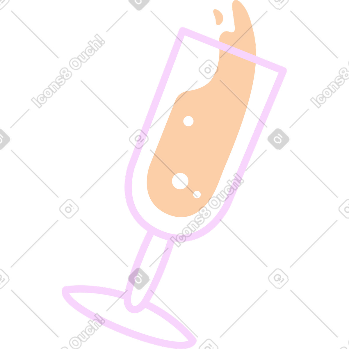 Champagne splashing in glass illustration Marginalia style download PNG, SVG