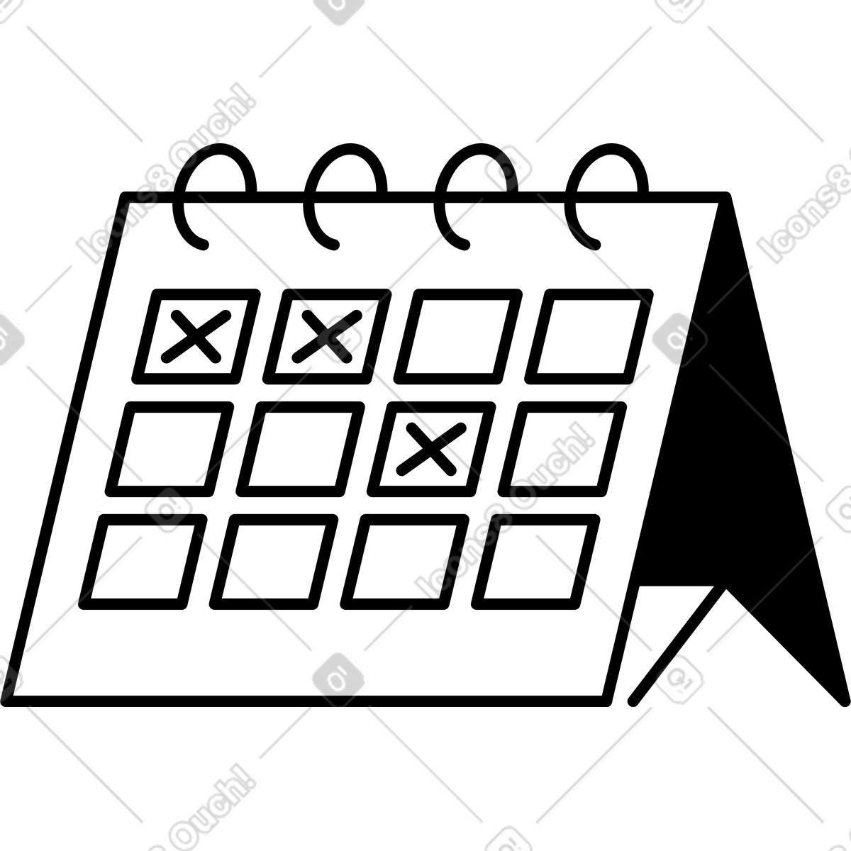 Ilustração de Calendar page with marked dates and simple monthly grid layout em no estilo Notion Line Art para baixar em PNG, SVG
