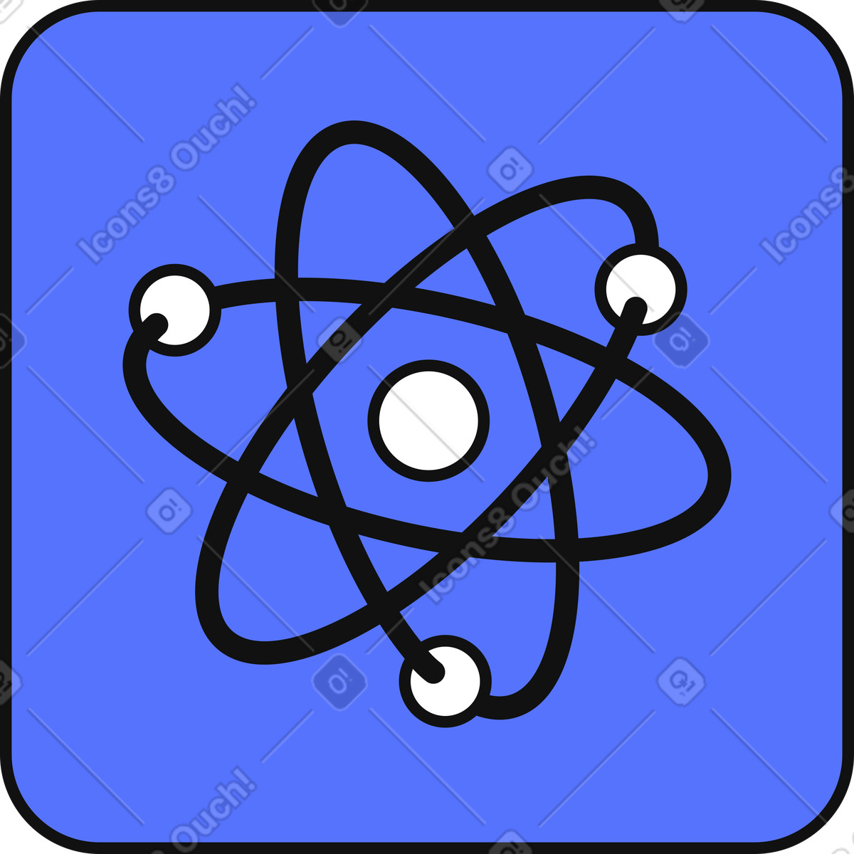 Atom symbol representing physics research and scientific discovery education concept illustration in Main style download in PNG, SVG